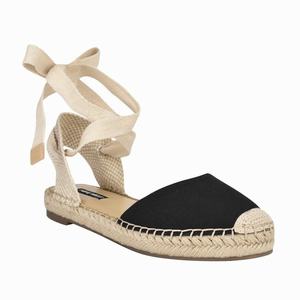 Nine West Mage Ankle Wrap Flat Sandals - Black - Ireland (KJ7125936)